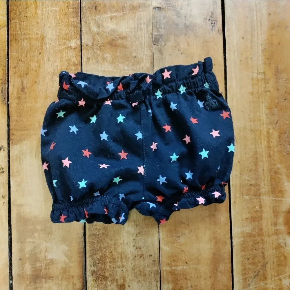 Gap baby shorts 0 to 3 mos baby girl cotton stars spring summer mint pink